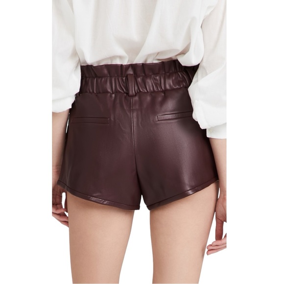 NWT SEA New York Lena High Waist Burgundy Vegan Leather Shorts - Picture 2 of 12